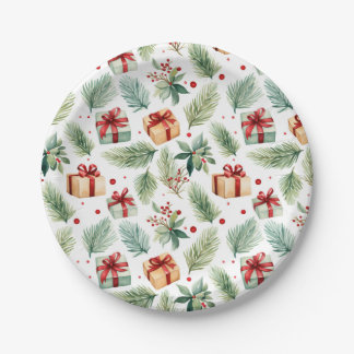 Christmas Forest Presents Paper Plate