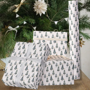 Christmas Forest Tree Pattern Modern Wrapping Paper