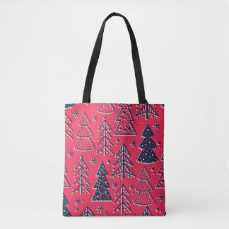 Christmas Forest: Winter Silhouette Wallpaper. Tote Bag