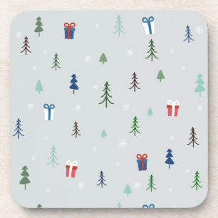 Christmas forest with presents and trees and snow coaster