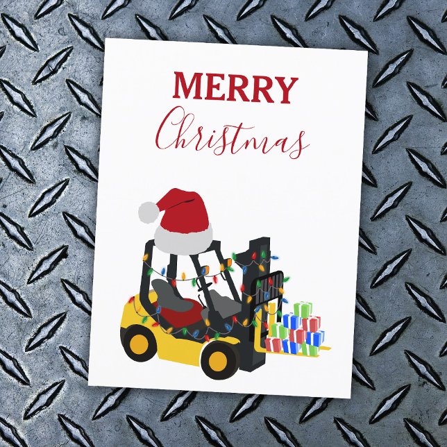 Christmas Forklift Truck  Holiday Postcard (Christmas Forklift Truck Holiday Postcard)
