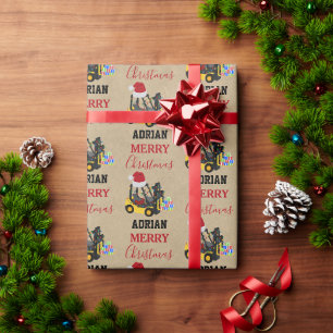 Christmas Forklift Truck Kraft Wrapping Paper