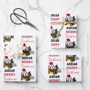 Christmas Forklift Truck  Wrapping Paper Sheet