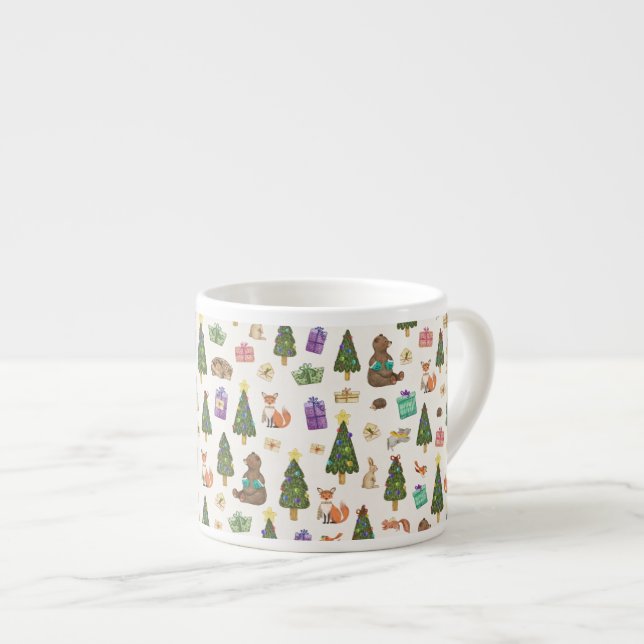Christmas Forrest Pattern Espresso Cup (Front Right)