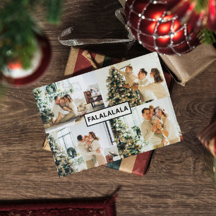Christmas Four Family Photo Falalala Holiday Postcard