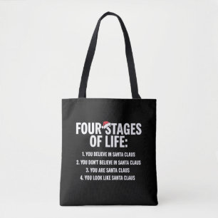 Christmas Four Stages of Life Santa Humour Meme Tote Bag