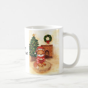 Christmas fox by the fireplace coffee mug