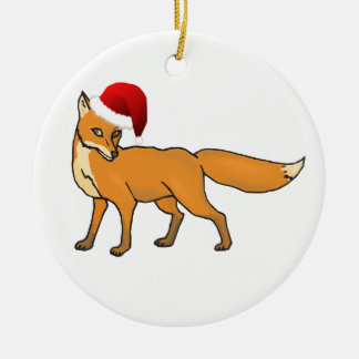 Christmas Fox Ceramic Ornament