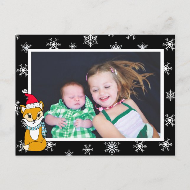 Christmas Fox Cute Personalized Photo Card (Front)