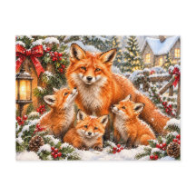 Christmas Fox Family – Watercolour Woodland