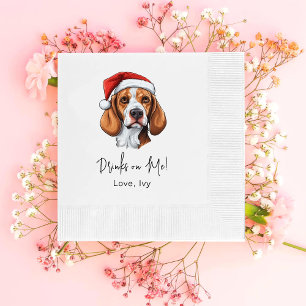 Christmas Fox Hound Dog Personalized Drinks On Me Napkin