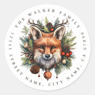 Christmas Fox Round Stickers