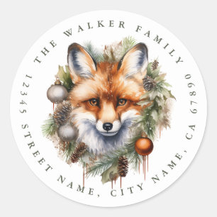 Christmas Fox Round Stickers