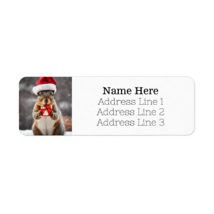 Christmas Fox Squirel Santa Hat Adresse de retour