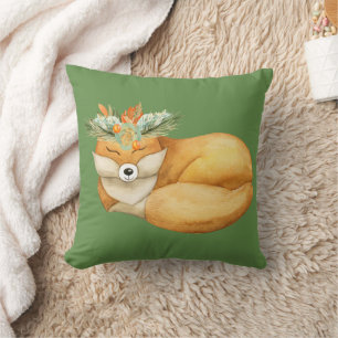 Christmas Fox Throw Pillow