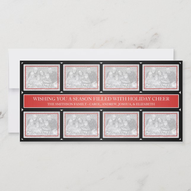 Christmas Frame Collage Red Black Holiday Card (Front)