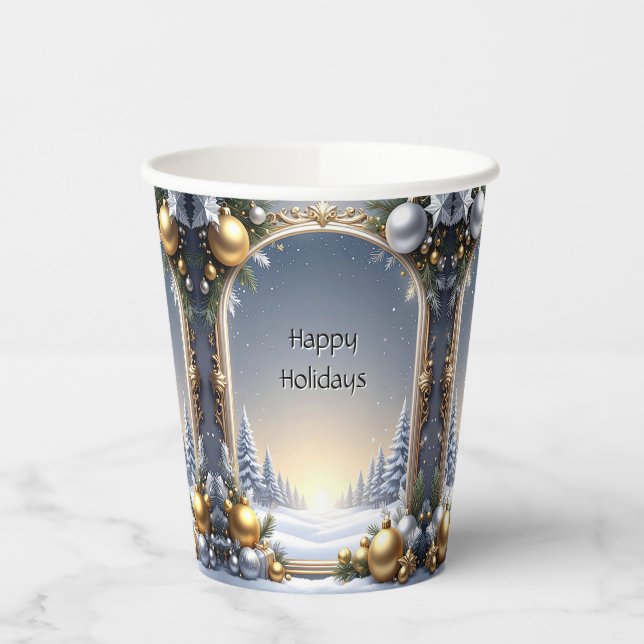 Christmas Frame Holiday Paper Cups (Left)