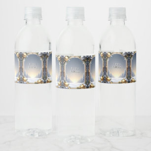 Christmas Frame Holiday Water Bottle Label