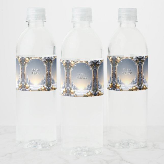 Christmas Frame Holiday Water Bottle Label (Bottles)