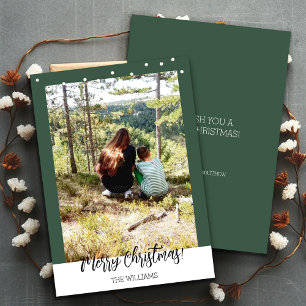 Christmas Framed Photo Forest Green Holiday Card