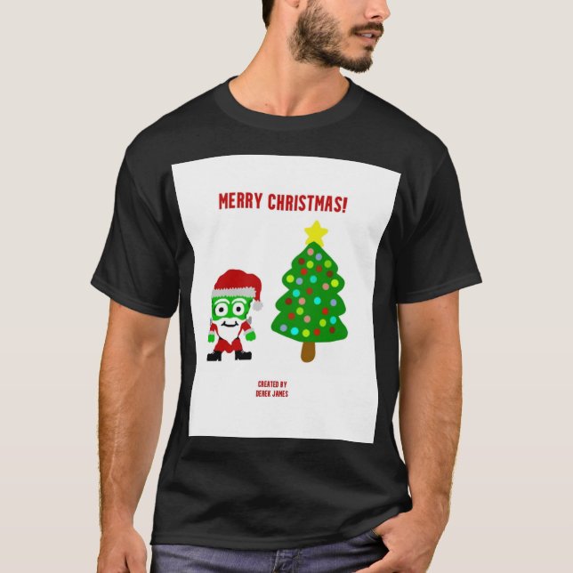 Christmas FrankenCheese Men's Black Basic T Shirt (Front)
