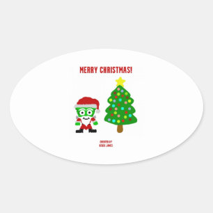 Christmas FrankenCheese Oval Sticker