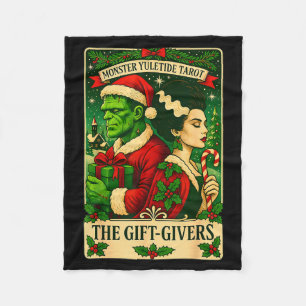 Christmas Frankenstein And Bride The Lovers Tarot Fleece Blanket