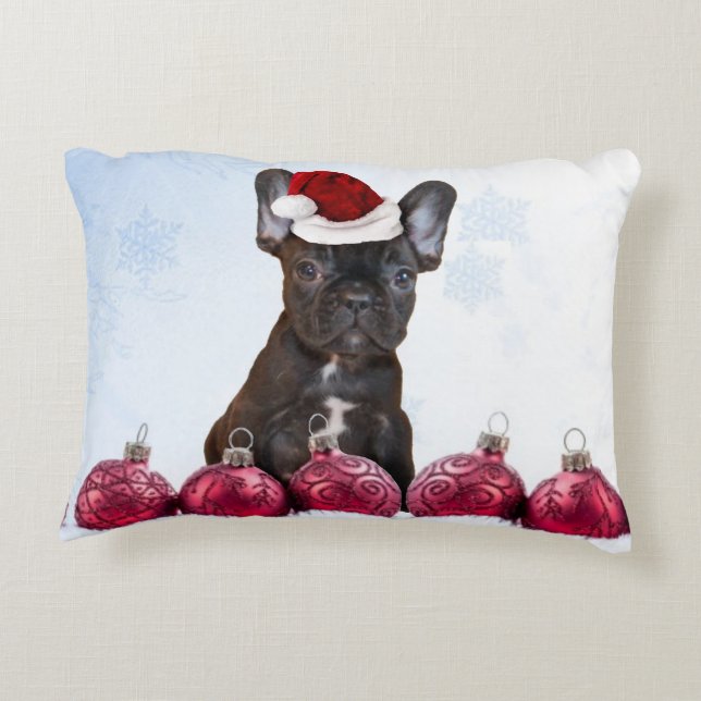 Christmas French Bulldog Accent Pillow (Back)