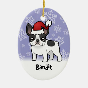 Christmas French Bulldog (add your pets name) Ceramic Ornament