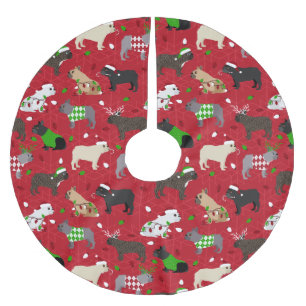 Christmas French Bulldog Brushed Polyester Tree Skirt