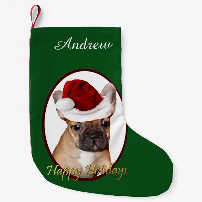 Christmas French Bulldog dog personalized stocking (Front)
