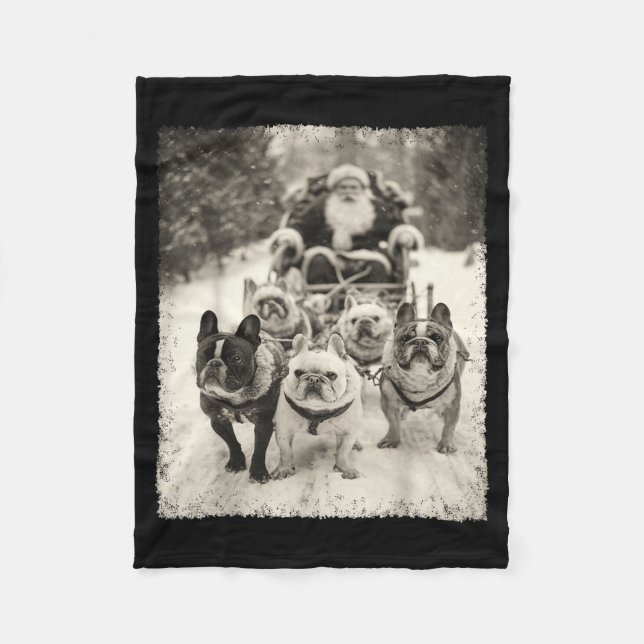 Christmas French Bulldog  Fleece Blanket (Front)