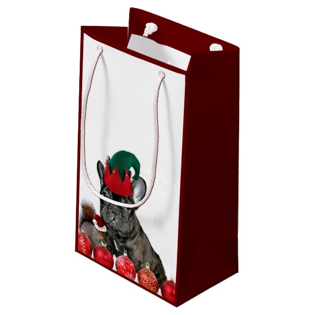 Christmas French Bulldog Gift Bag (Back Angled)