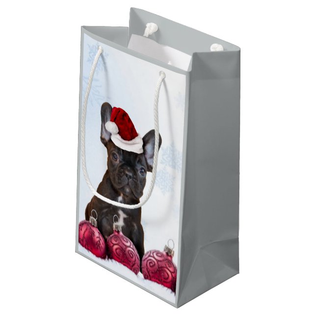 Christmas French Bulldog gift bag (Back Angled)
