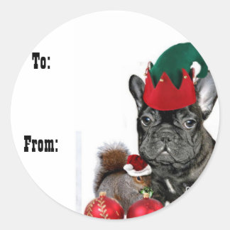 Christmas French Bulldog gift tag stickers