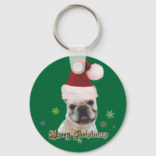 Christmas french bulldog keychain
