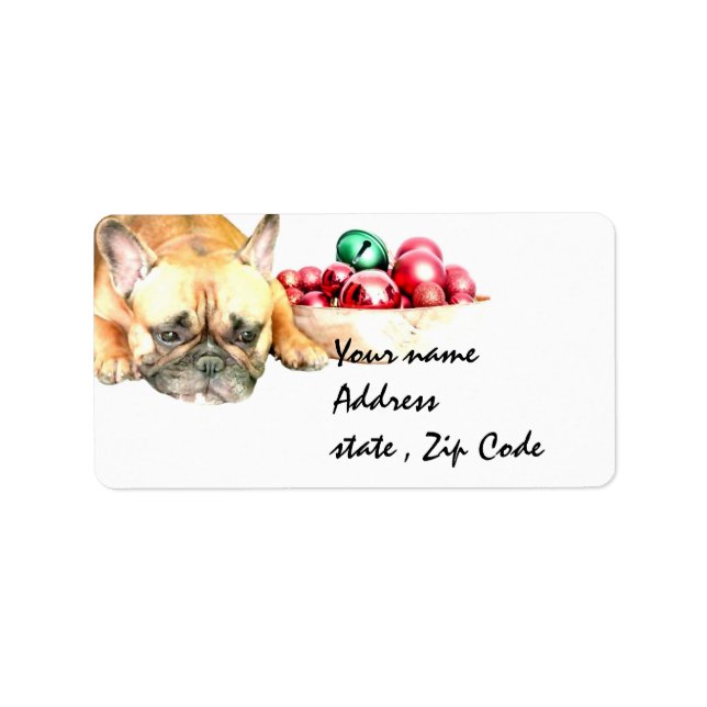 Christmas French Bulldog Label (Front)