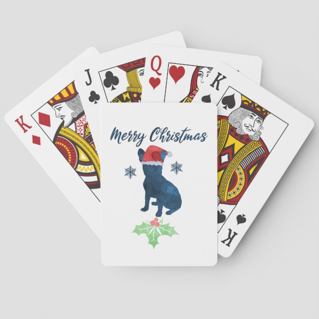 Christmas French Bulldog Playing Cards (Back)