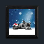 Christmas French Bulldog Puppies snow santa hat Gift Box<br><div class="desc">Cute French Bulldog puppies sleeping in snow wearing santa hat. Perfect gift for Christmas!</div>