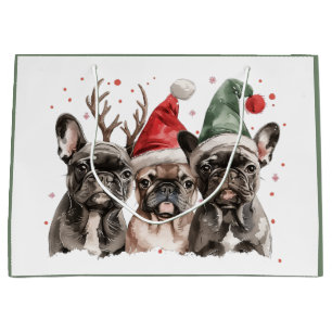 Christmas French Bulldog Reindeer Dogs Large Gift Bag