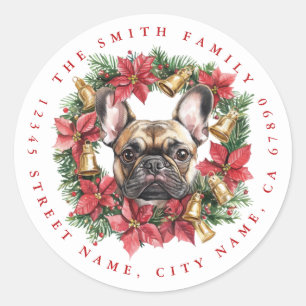 Christmas French Bulldog Round Stickers
