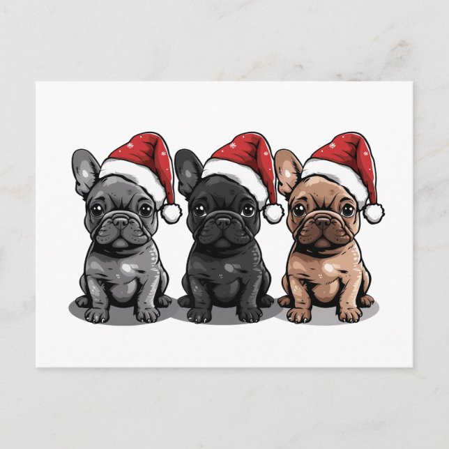 Christmas French Bulldog Santa Dog Holiday Postcard (Front)