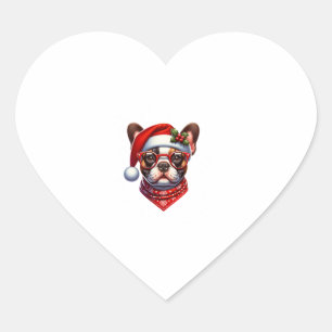 Christmas French Bulldog Santa Hat Frenchie Ugly C Heart Sticker