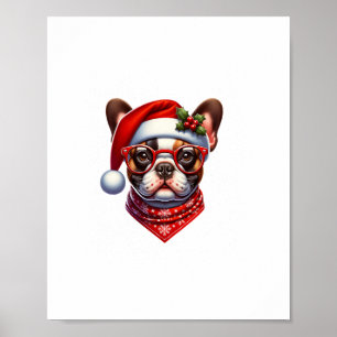 Christmas French Bulldog Santa Hat Frenchie Ugly C Poster