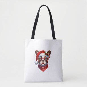 Christmas French Bulldog Santa Hat Frenchie Ugly C Tote Bag