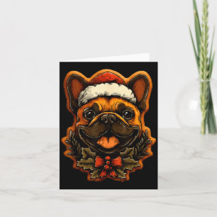 Christmas French Bulldog With Santa Hat Gingerbrea Card
