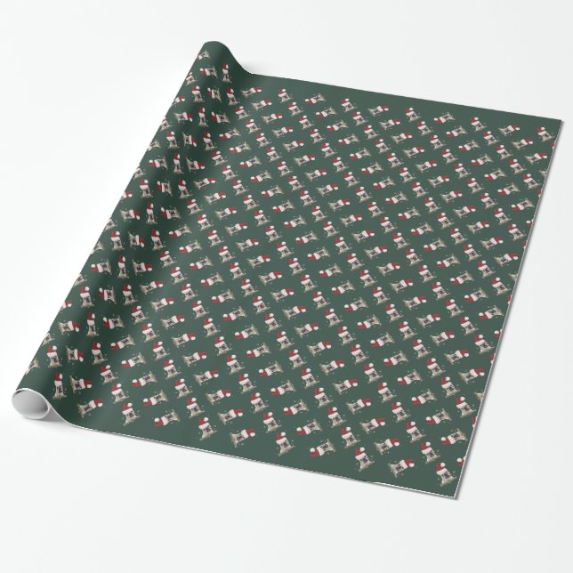 Christmas french bulldog wrapping paper (Unrolled)