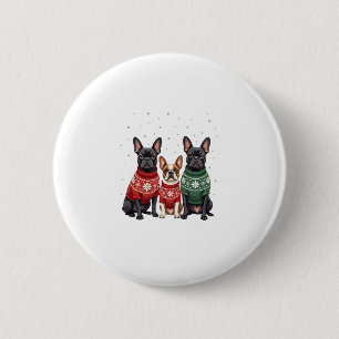 Christmas French Bulldogs Xmas Frenchie Dog 2 Inch Round Button