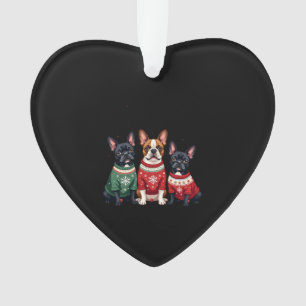 Christmas French Bulldogs Xmas Frenchie Dog 4 Ornament