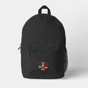Christmas French Bulldogs Xmas Frenchie Dog 4 Printed Backpack